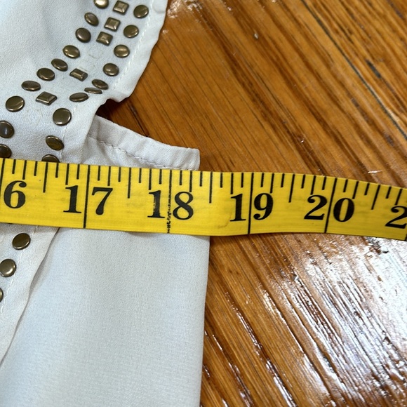 Marineblu brand cream color blouse with bronze studs. Size Medium. - Picture 6 of 9